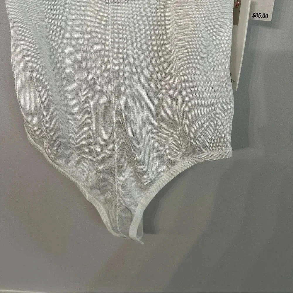 Good American Extreme Sheer Thong Bodysuit in White Sz 0 XS NWT